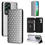 For OPPO A5 5G / 4G Global / A5M Cubic Grid Texture Flip Leather Phone Case(Silver)
