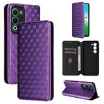 For OPPO A5 5G / 4G Global / A5M Cubic Grid Texture Flip Leather Phone Case(Purple)
