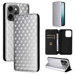 For OPPO Reno14 Pro Global Cubic Grid Texture Flip Leather Phone Case(Silver)