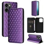 For OPPO Reno14 Pro Global Cubic Grid Texture Flip Leather Phone Case(Purple)