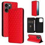 For OPPO Reno14 Global Cubic Grid Texture Flip Leather Phone Case(Red)