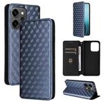 For OPPO Reno14 Global Cubic Grid Texture Flip Leather Phone Case(Blue)