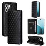 For OPPO Reno14 F 5G Cubic Grid Texture Flip Leather Phone Case(Black)