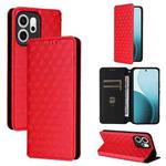 For OPPO Reno14 F 5G Cubic Grid Texture Flip Leather Phone Case(Red)