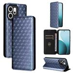 For OPPO Reno14 F 5G Cubic Grid Texture Flip Leather Phone Case(Blue)