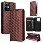 For Ulefone Note 16 Pro Cubic Grid Texture Flip Leather Phone Case(Brown)