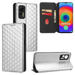For Ulefone Note 14 Cubic Grid Texture Flip Leather Phone Case(Silver)
