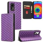 For Ulefone Note 14 Cubic Grid Texture Flip Leather Phone Case(Purple)