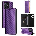 For Ulefone Note 18 Pro / Note 18 Ultra Cubic Grid Texture Flip Leather Phone Case(Purple)
