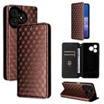 For Ulefone Note 19 Cubic Grid Texture Flip Leather Phone Case(Brown)