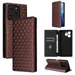 For Ulefone Note 20 Pro Cubic Grid Texture Flip Leather Phone Case(Brown)