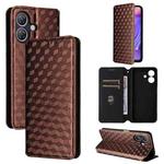 For Ulefone Note 21 Cubic Grid Texture Flip Leather Phone Case(Brown)