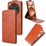 For OPPO Find X8 Ultra 5G Magnetic Vertical Flip Leather Phone Case with Buckle(Brown)