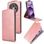 For OPPO Find X8s+ 5G Magnetic Vertical Flip Leather Phone Case with Buckle(Rose Gold)