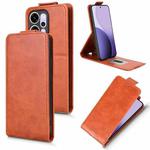 For OPPO Reno14 Global Magnetic Vertical Flip Leather Phone Case with Buckle(Brown)