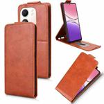 For OPPO A5x 5G / 4G Global Magnetic Vertical Flip Leather Phone Case with Buckle(Brown)