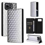For Asus Zenfone 12 Ultra Cubic Grid Texture Flip Leather Phone Case(Silver)