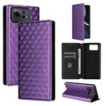 For Asus Zenfone 12 Ultra Cubic Grid Texture Flip Leather Phone Case(Purple)