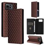 For Asus Zenfone 12 Ultra Cubic Grid Texture Flip Leather Phone Case(Brown)