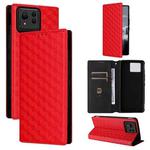 For Asus Zenfone 11 Ultra Cubic Grid Texture Flip Leather Phone Case(Red)