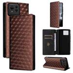 For Asus Zenfone 11 Ultra Cubic Grid Texture Flip Leather Phone Case(Brown)