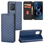 For Asus Zenfone 8 Cubic Grid Texture Flip Leather Phone Case(Blue)