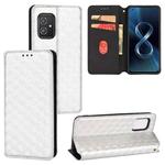 For Asus Zenfone 8 Cubic Grid Texture Flip Leather Phone Case(Silver)
