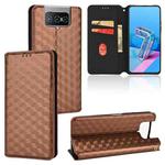 For Asus Zenfone 8 Flip / Zenfone 7 / 7 Pro Cubic Grid Texture Flip Leather Phone Case(Brown)