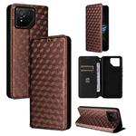 For Asus ROG Phone 9 / ROG Phone 9 Pro Cubic Grid Texture Flip Leather Phone Case(Brown)