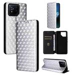 For Asus ROG Phone 8 / ROG Phone 8 Pro Cubic Grid Texture Flip Leather Phone Case(Silver)