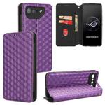 For Asus ROG Phone 7 Cubic Grid Texture Flip Leather Phone Case(Purple)