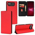 For Asus ROG Phone 6 / ROG Phone 6 Pro Cubic Grid Texture Flip Leather Phone Case(Red)