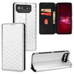 For Asus ROG Phone 6 / ROG Phone 6 Pro Cubic Grid Texture Flip Leather Phone Case(Silver)