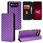 For Asus ROG Phone 6 / ROG Phone 6 Pro Cubic Grid Texture Flip Leather Phone Case(Purple)