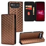 For Asus ROG Phone 6 / ROG Phone 6 Pro Cubic Grid Texture Flip Leather Phone Case(Brown)