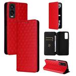 For Cricket Debut S3 Cubic Grid Texture Flip Leather Phone Case(Red)