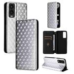 For Cricket Debut S3 Cubic Grid Texture Flip Leather Phone Case(Silver)
