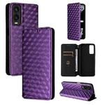 For Cricket Debut S3 Cubic Grid Texture Flip Leather Phone Case(Purple)