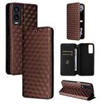 For Cricket Debut S3 Cubic Grid Texture Flip Leather Phone Case(Brown)