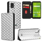 For Cricket Debut Smart Cubic Grid Texture Flip Leather Phone Case(Silver)