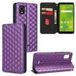 For Cricket Debut Smart Cubic Grid Texture Flip Leather Phone Case(Purple)