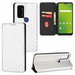 For Cricket Dream 5G Cubic Grid Texture Flip Leather Phone Case(Silver)