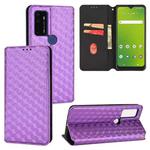 For Cricket Dream 5G Cubic Grid Texture Flip Leather Phone Case(Purple)