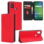 For Cricket Icon 4 Cubic Grid Texture Flip Leather Phone Case(Red)