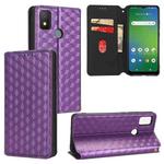 For Cricket Icon 4 Cubic Grid Texture Flip Leather Phone Case(Purple)
