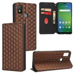 For Cricket Icon 4 Cubic Grid Texture Flip Leather Phone Case(Brown)