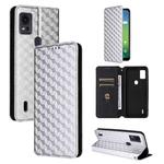 For Cricket Icon 5 Cubic Grid Texture Flip Leather Phone Case(Silver)