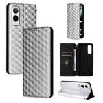 For Cricket Icon 6 Cubic Grid Texture Flip Leather Phone Case(Silver)