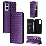 For Cricket Icon 6 Cubic Grid Texture Flip Leather Phone Case(Purple)