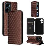 For Cricket Magic 2 5G Cubic Grid Texture Flip Leather Phone Case(Brown)